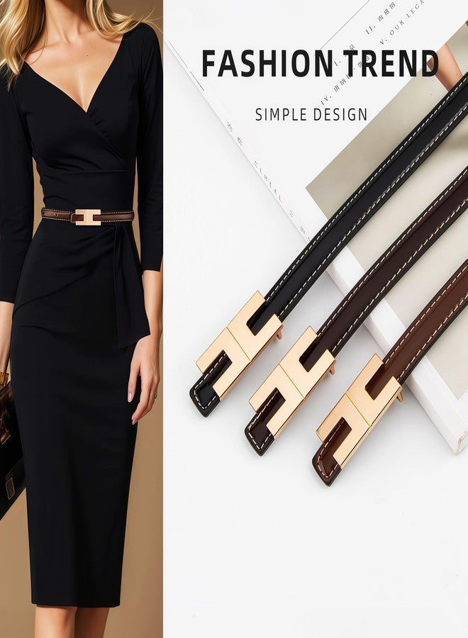 Yuangu Women Skinny Leather Belt for Jeans Pants Dresses Ladies Thin Patent Leather Belt with Gold Buckle (Black, 105cm/Fit Waist 24"-33") - Image 2